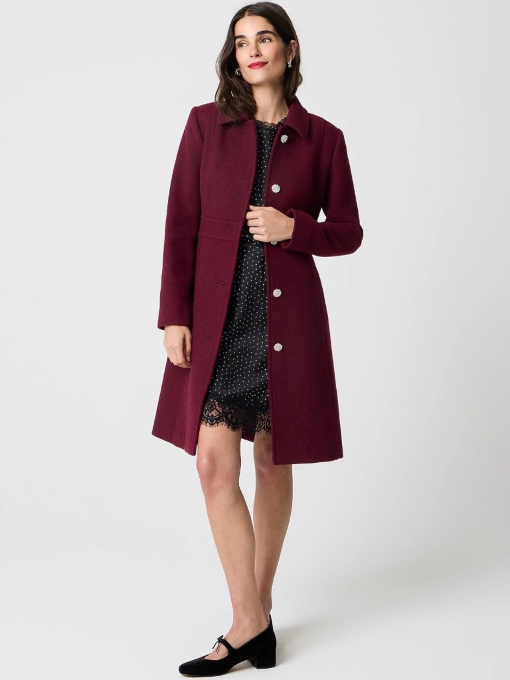 J. Crew Lady Day Coat Wool Blend in Burgundy Wine SIZE 12 NWT